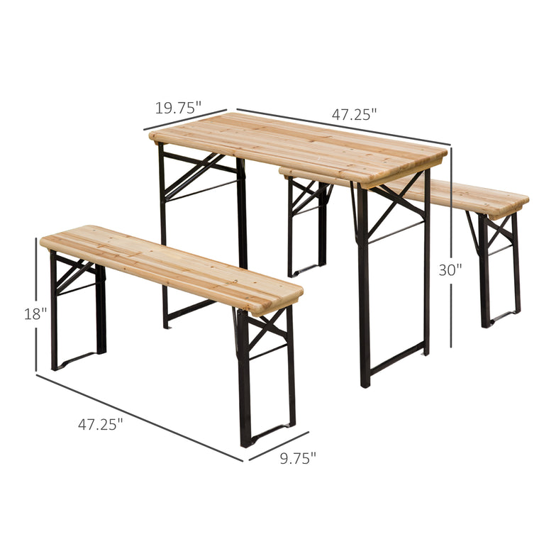 Portable 3-Piece Folding Picnic Table & Bench Set