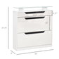 High Gloss Shoe Cabinet with 2 Flip Drawers and Adjustable Shelves, Narrow Shoe Storage Cabinet with Glass Top, White
