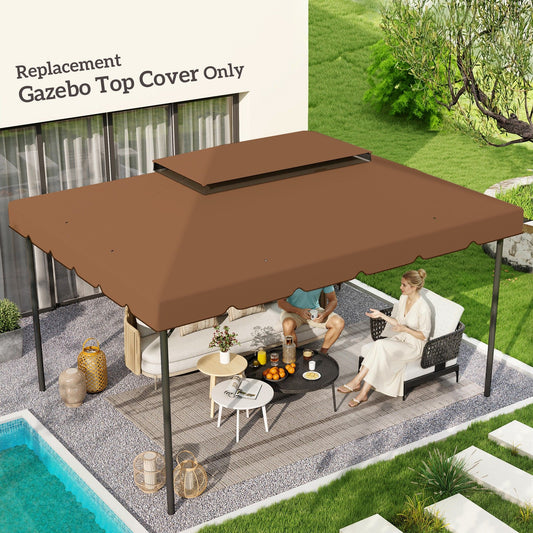 13' x 10' Gazebo Replacement Canopy, Gazebo Top Cover with Double Vented Roof for Garden Patio(TOP ONLY), Coffee