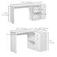 180-Degree Rotating Corner Desk with Storage - White