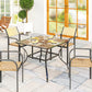 37" Garden Outdoor Dining Table for 4, Square Patio Table with Umbrella Hole, Plastic Board Tabletop for Backyard, Poolside, Mixed Brown
