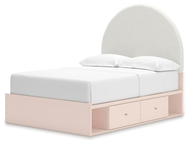 Wistenpine - Full Upholstered Panel Bed With Under Bed Storage - Blush