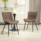 Dining Chairs Set of 2, PU Leather Upholstered Kitchen Chairs with Backrest and Steel Legs, Brown