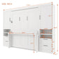Queen Size Murphy Wall Bed with Built‑in Wardrobes, Drawers, Space‑Saving Bed with Integrated Storage, 113.5'' L x 16.5'' W x 87'' H, White