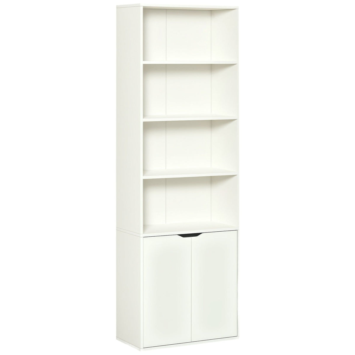 4-Tier Bookshelf with Doors - White
