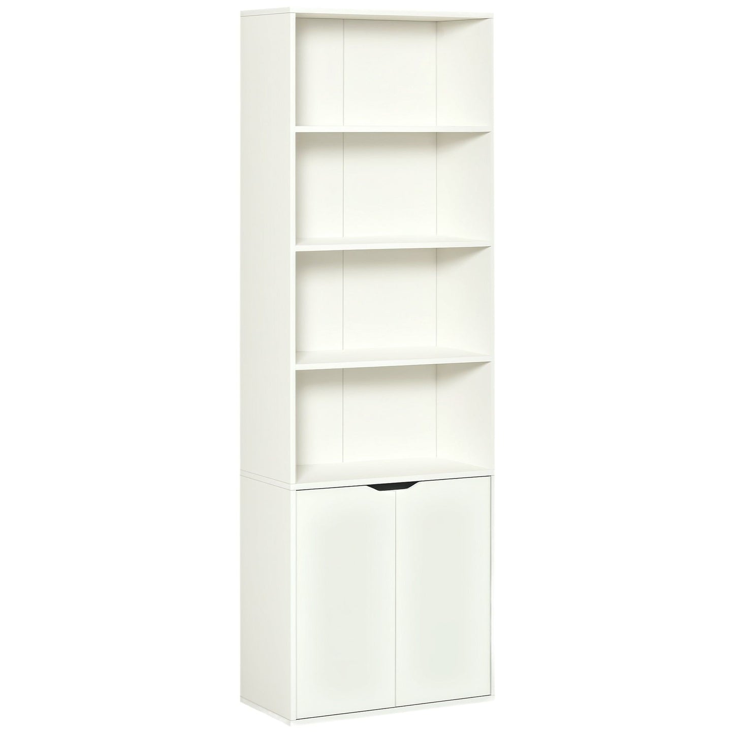 4-Tier Bookshelf with Doors - White
