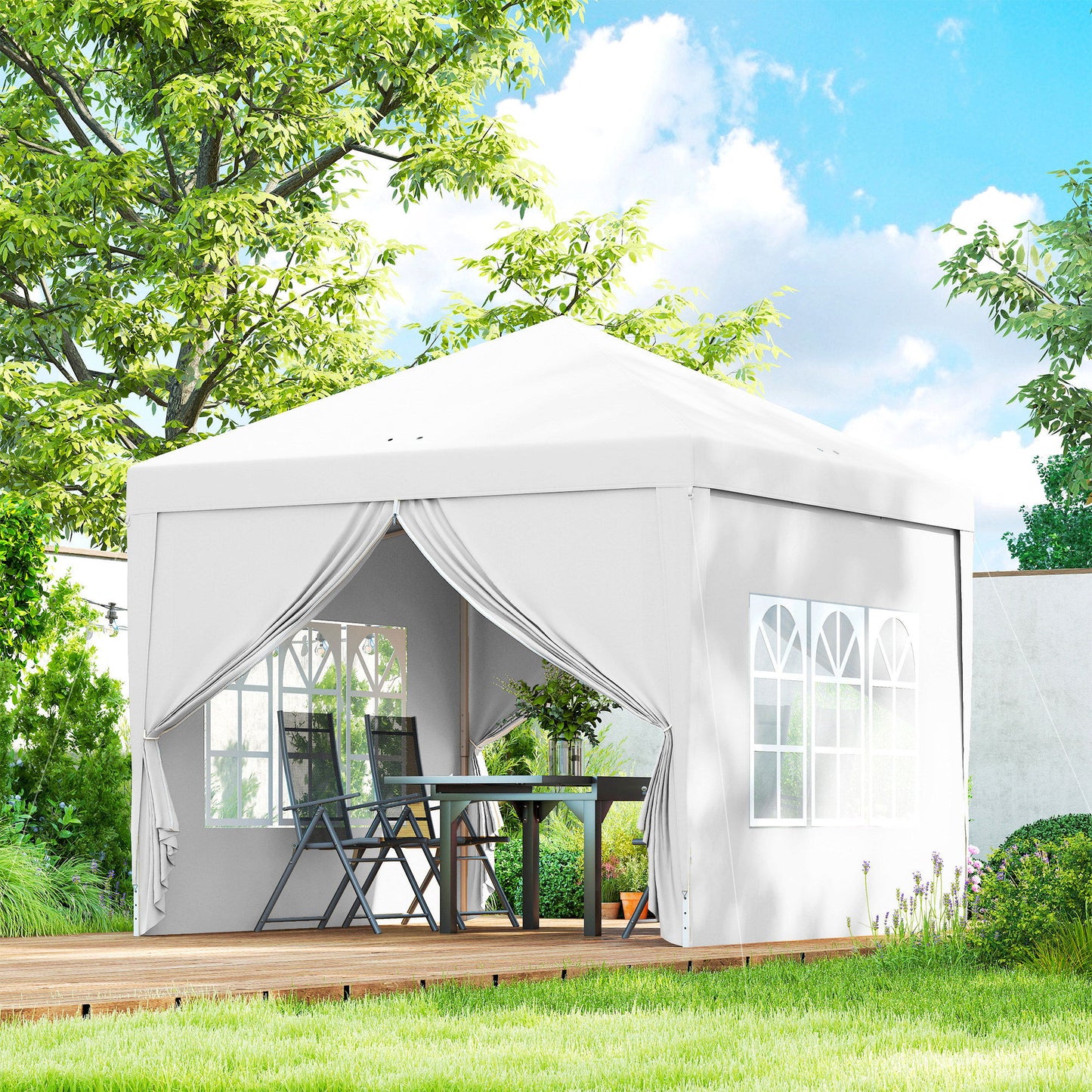 10'x10' Outdoor Pop Up Party Tent Wedding Gazebo Canopy with Carrying Bag (White)