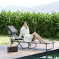 Folding Lounge Chair w/ Reclining Back, Mixed Grey