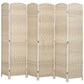 6 Ft Tall Folding Room Divider, 6 Panel Portable Privacy Screen, Hand-Woven Partition Wall Divider, Light Oak