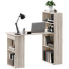 Computer Desk with Bookshelf Storage - Oak