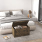 31.5 Inches Storage Chest, Storage Trunk with 2 Safety Hinges for Living Room, Brown Wood Grain