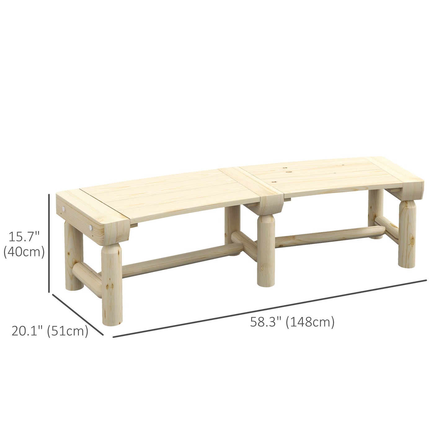 Wooden Outdoor Bench, Wrap Around Tree Bench with Slatted Seat for Yard, Garden, Deck, Lawn, Natural