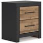 Vertani - Black / Honey Brown - Two Drawer Night Stand