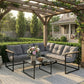 4 Piece Patio Furniture Set with Thick Cushions and Coffee Table, Patio Conversation Set for Porch, Balcony, Deck, Grey