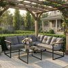 4 Piece Patio Furniture Set with Thick Cushions and Coffee Table, Patio Conversation Set for Porch, Balcony, Deck, Grey