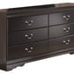 Huey - Black - Six Drawer Dresser