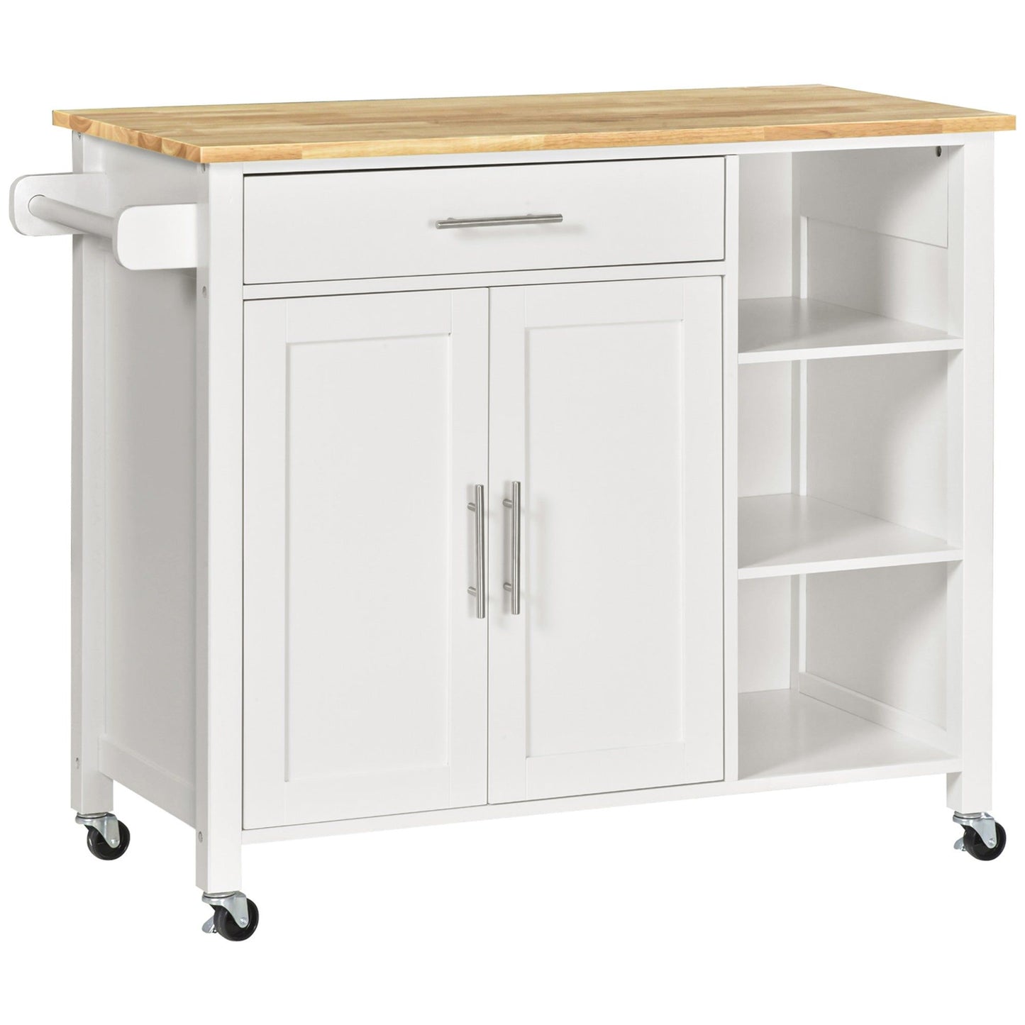 Rolling Kitchen Island Cart with Drawer - White