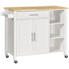 Rolling Kitchen Island Cart with Drawer - White