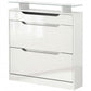 High Gloss Shoe Cabinet with 2 Flip Drawers and Adjustable Shelves, Narrow Shoe Storage Cabinet with Glass Top, White