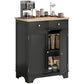 Sideboard Buffet Cabinet with Storage, 27" Kitchen Cabinet with Adjustable Shelf, 2 Drawers and 2 Doors, Coffee Bar Cabinet with Rubberwood Tabletop, Black