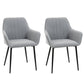 Set of 2 Upholstered Linen Dining Chairs - Light Grey