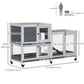 Wooden Rabbit Hutch Elevated Pet House Bunny Cage Small Animal Habitat with Slide-out Tray Lockable Door Openable Top for Indoor 58" x 18" x 35" Grey