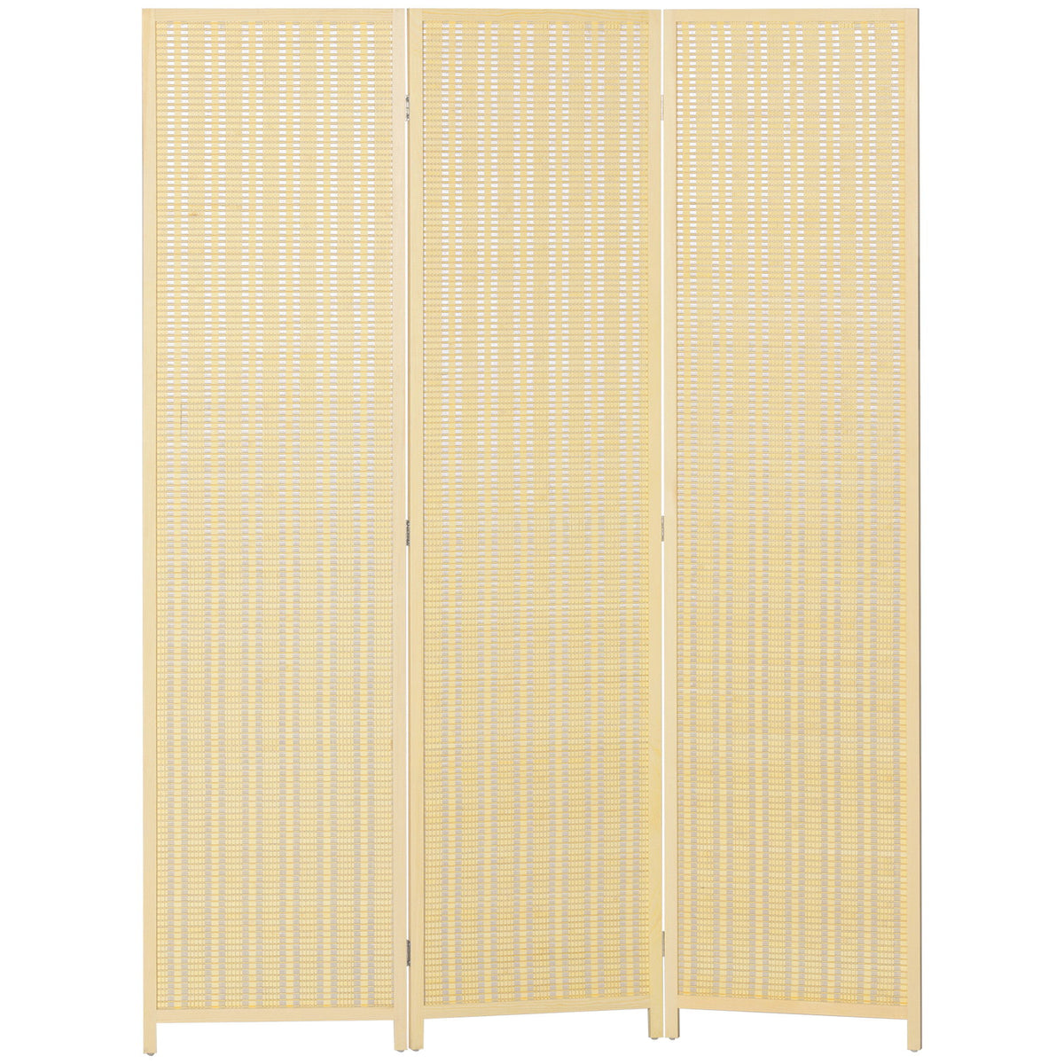 Woven Bamboo Room Divider, 3 Panel Folding Indoor Privacy Screens for Home Office, Natural Wood