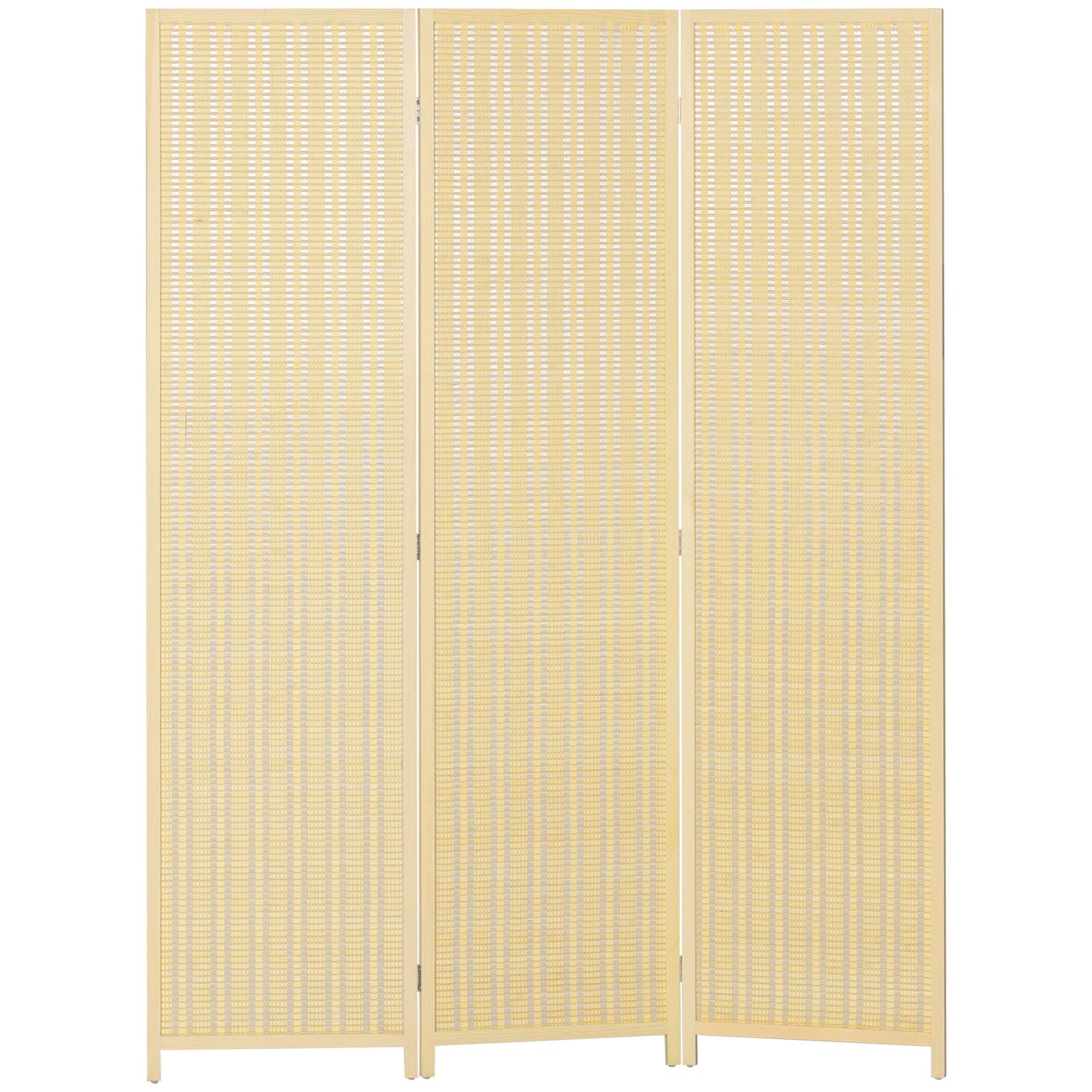 Woven Bamboo Room Divider, 3 Panel Folding Indoor Privacy Screens for Home Office, Natural Wood
