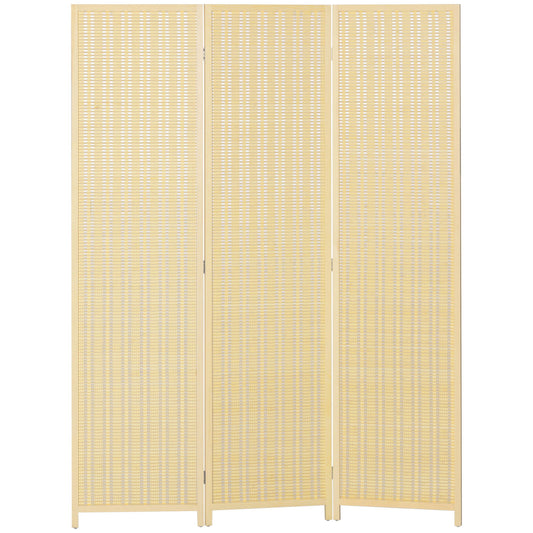 Woven Bamboo Room Divider, 3 Panel Folding Indoor Privacy Screens for Home Office, Natural Wood