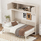 Stylish Murphy Bed with Storage Cabinets and X-Style Accent, Space-Saving Wall Bed with MDF Construction, 88" L x 67" W x 88.5" H, Beige