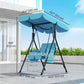1-Seat Outdoor Porch Swing Patio Swing with Adjustable Canopy, Removable Seat and Back Cushion for Garden, Poolside