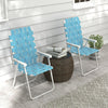 Set of 2 Folding Patio Chairs, Portable Chair Set with Armrests for Camping, Garden, Pool, Beach, Backyard, Blue
