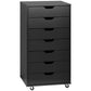 7-drawer Vertical File Cabinet for Home Office, Storage Cabinet with Wheels, 18.7"x15.6"x35.4", Black