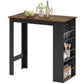 Counter Height Bar Table with 3 Storage Shelves - Rustic Brown