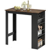 Counter Height Bar Table with 3 Storage Shelves - Rustic Brown
