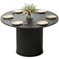 Round Dining Table for 4-6, 47 Inch Kitchen Table with Fluted Pedestal Base, for Kitchen Living Room Dining Room, Black