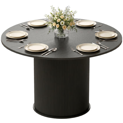47" Round Dining Table with Fluted Pedestal Base - Black