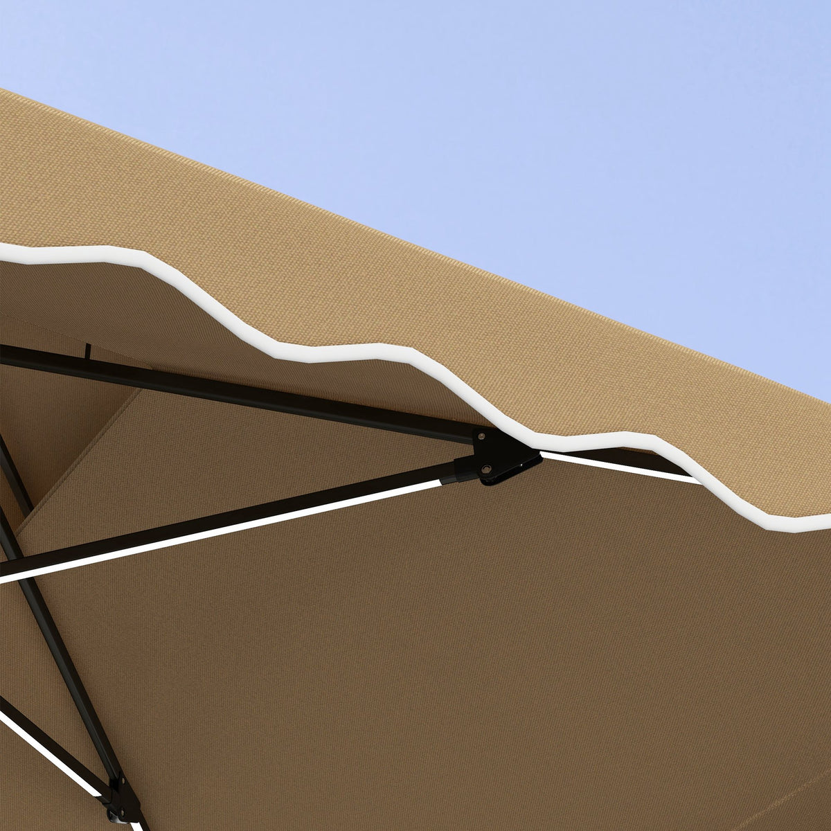 8' x 8' Khaki Double-Top Offset Parasol with Solar LEDs