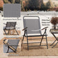 Folding Bistro Set, Small Patio Set with Back Adjustable Chairs and Glass Top Table for Garden, Balcony, Porch, Grey