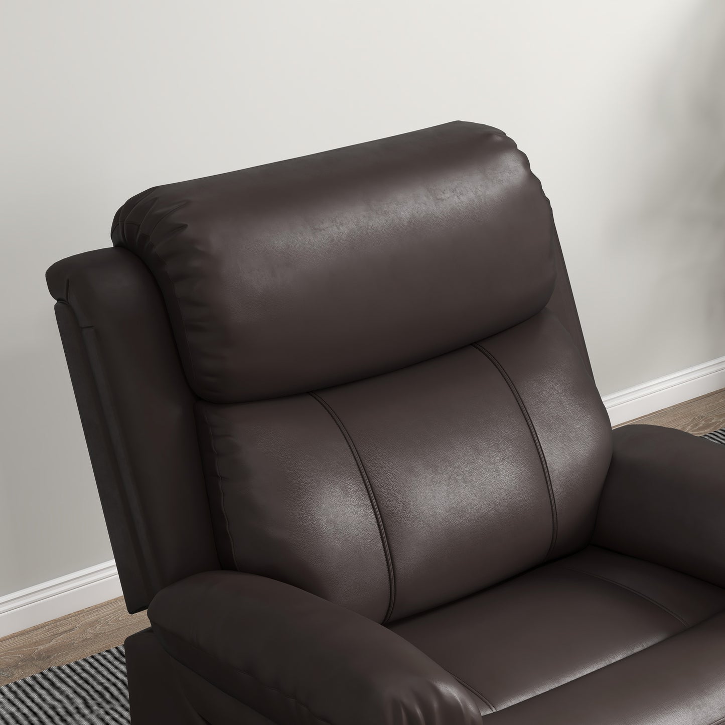 PU Leather Reclining Chair with Vibration Massage Recliner, Swivel Base, Rocking Function, Remote Control, Brown