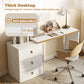 L Shaped Computer Desk Home Office Desk with 3 Drawers White Wood Grain