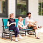 3-Seat Outdoor Glider Chair, Patio Rocking Chair, Steel Frame, Sling Fabric Seat for Garden, Backyard, Lawn, Blue