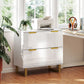 Lateral File Cabinet with 2 Drawers, Modern Filing Cabinet for Letter/A4/Legal Size Files, High Gloss White