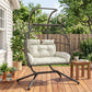 Double Wicker Egg Swing Chair with Stand, Foldable Hanging Egg Chair with UV Resistant Cushion, Headrest, Cream White - Cream White