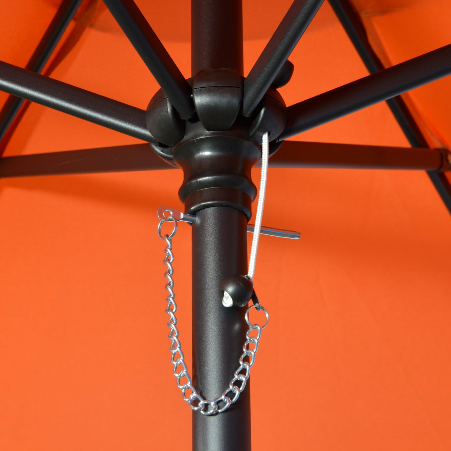 6.6FT Patio Umbrella, Outdoor Parasol with 6 Solid Ribs, Orange