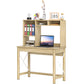 Computer Desk with Hutch, Home Office Table with Storage Shelves and Open Compartments for Writing, Work, Oak