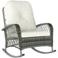 Rattan Rocking Chair, Outdoor Wicker Patio Rocker Chair Furniture with Thick Cushions, for Garden Backyard Porch, Khaki