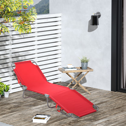 Red Folding Beach Lounger with Mesh Fabric