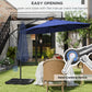9.6ft Offset Patio Umbrella Garden Hanging Parasol Banana Cantilever Umbrella with Base, Crank, Navy Blue