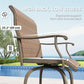 Outdoor Bar Stools Set of 2, Swivel Bar Height Chairs with High Back, Curved Armrests and Steel Frame for Balcony, Brown